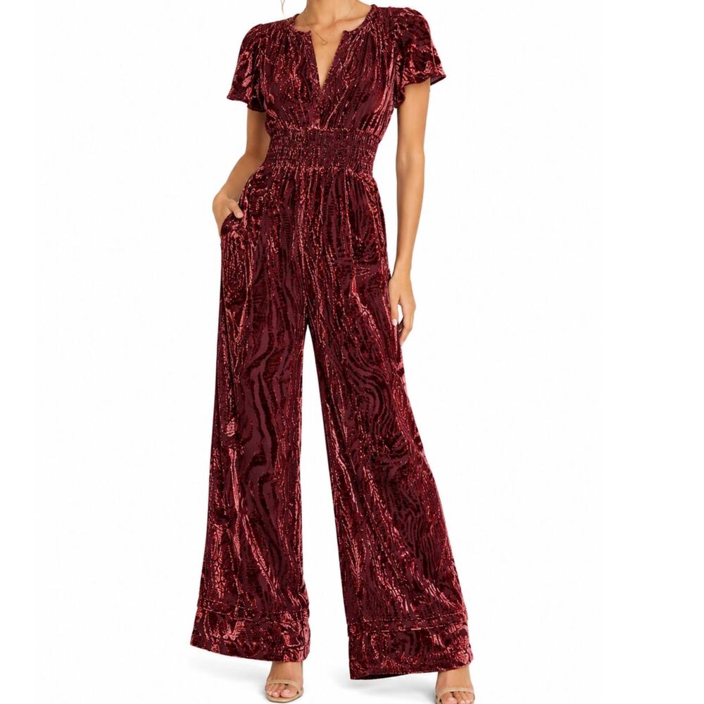 Anthropologie Somerset Jumpsuit Velvet Burnout Edition Women's Size XS